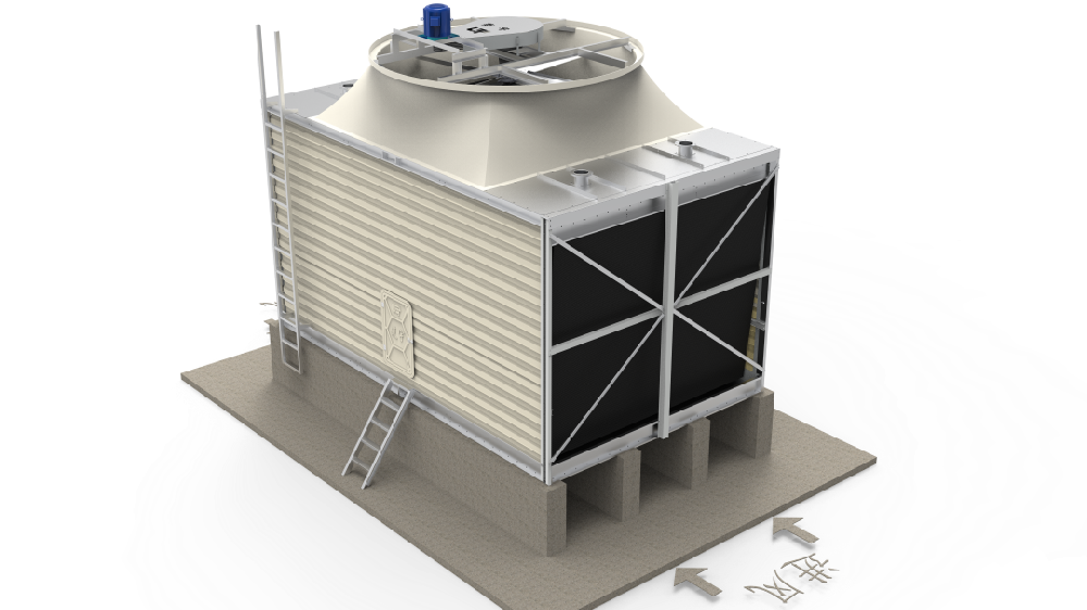 方形横流式玻璃钢风筒的钣金冷却塔