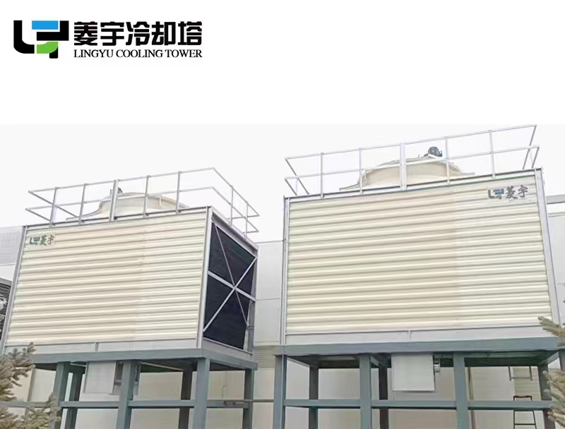 内蒙古两台菱宇LYH--250T方形横流式钣金冷却塔安装完成