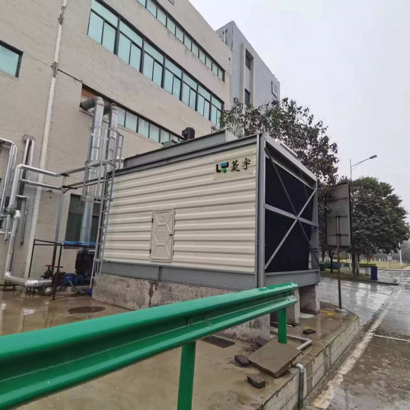 河南省驻马店市菱宇方形横流式钣金冷却塔安装完成