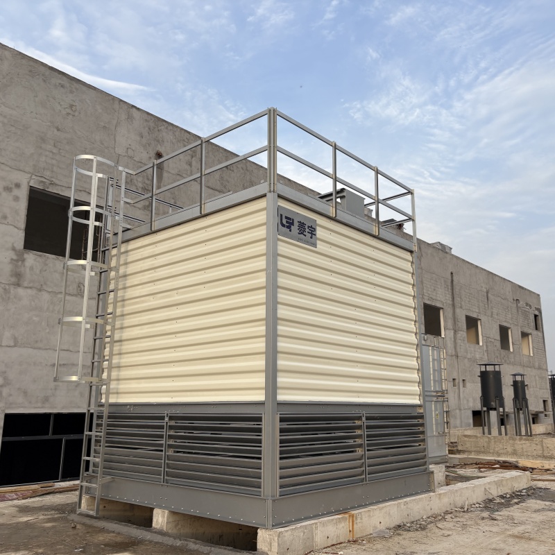 河南开封菱宇方形逆流式高温型单体钣金冷却塔安装完成