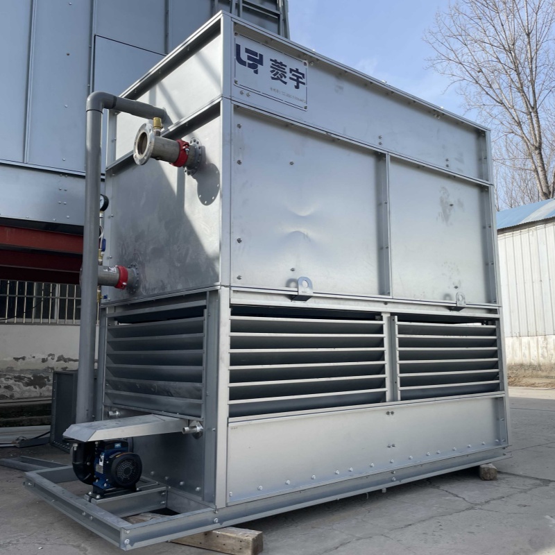 西安菱宇方形逆流闭式冷却塔组装完成，工厂内部运行测试，等待客户通知发货