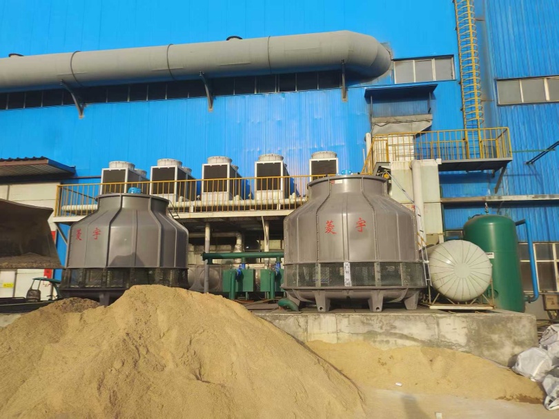 河南郑州菱宇圆形玻璃钢冷却塔安装完成